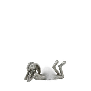 Semilla Easter bunny with feathers 8.4 cm. silver