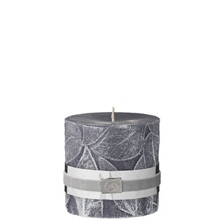 Leaf dark gray block candle 9.5 cm