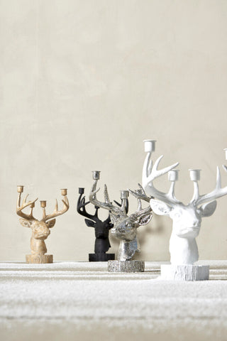 Serafina candlestick deer H31cm white