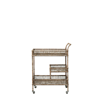 Norah rolling table/serving trolley 90x46 cm. Natural wicker