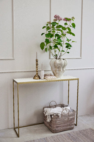 Marcera console table 100x80 cm. gold with clinker