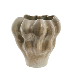 Viola vase in stoneware 33x33 cm. dark sand